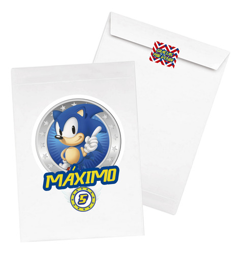 35 Bolsitas Sonic Sobre Personalizada Cumpleaños Souvenir