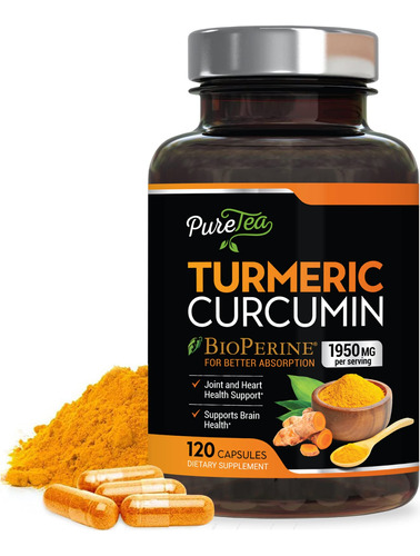 Curcumina De Cúrcuma Con Bioperine  Mg, 95% Curcuminoides .
