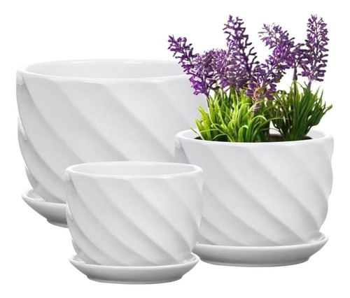 Conjunto De 3 Macetas De Cerámica - Macetas De Flores Interi