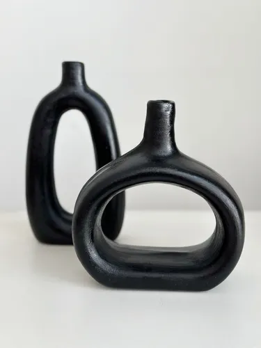 comprar Set X 2 Floreros \u002F Jarrones Rusticos De Cerámica Curvos