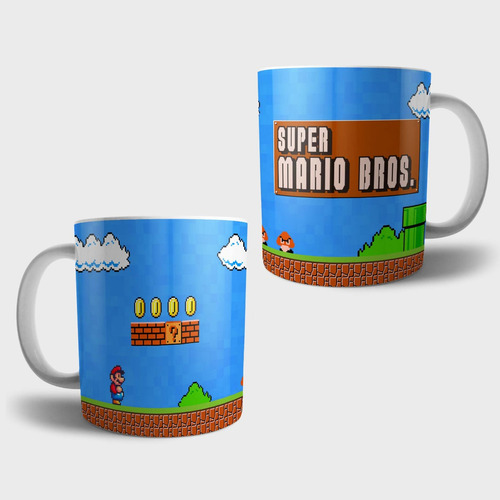 Taza Mario Bros Retro, Mod1, Cerámica 11onz, Calidad Premium