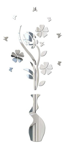 . Pegatina 3d De Acrílico Para Pared, Diseño De Flores Y Jar