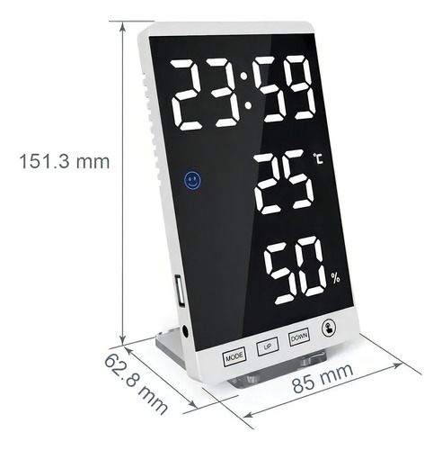 Relógio Led Digital Parede/mesa Espelhado P/ Escritorio Le