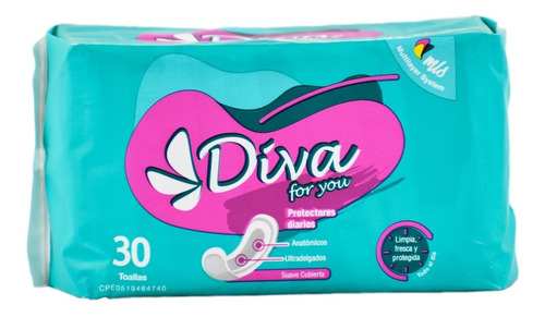 Imagen 2 de 2 de Protectores Diarios Diva Bulto De 48 Paq 30 Und C/u
