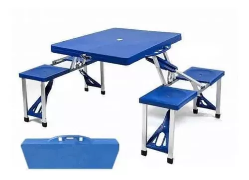 Mesa Camping Plegable Azul C/Diseño Practico Surtek