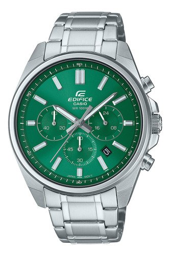 Reloj Hombre Casio Efv-650d-3avudf Edifice Color de la correa Plateado Color del bisel Plateado Color del fondo Verde