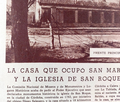 1941 Casa De San Martín En Saldán Iglesia San Roque Cordoba