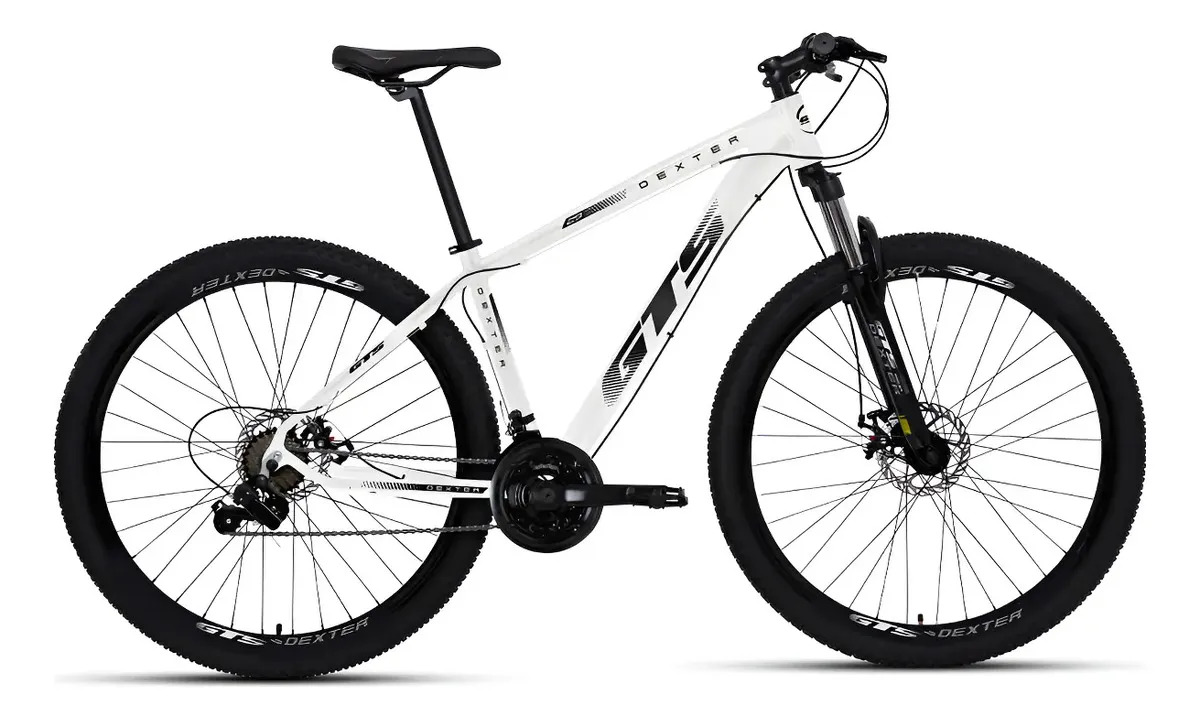 Bicicleta Gts Dexter 21v Aro 29 Shimano Freio Hidraulico Cor Branco Com Preto Tamanho Do Quadro 19
