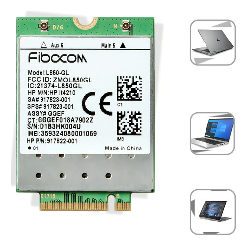 Módulo Hp Sem Fio Wwan L850-gl Lte Advanced Xmm 7360 Compatível Com Lte/umts/hspa/cdma, Conexão Global Segura