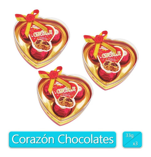 Estuche Regalo Chocolates Corazón 33gr X3 Uds