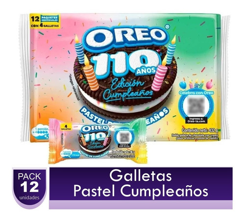 Galletas Oreo Edición Especial Cumpleaños 110 432grs X12 Uds