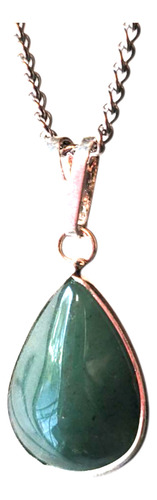 Collar Dije Cuarzo Rosa Amatista Obsidiana Mini Gota +cadena Cuarzo Verde