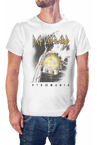 Polera Def Leppard - Pyromania Blanca