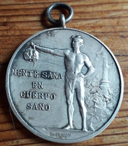 Antigua Medalla Plata 1910 Deporte Mente Sana En Cuerpo Sano