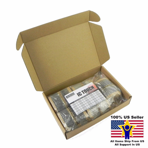 2000pcs 50value 1/4w Resistor De Película De Carbono +-5% Ki