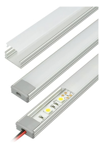 3 X Perfil Aluminio Difusor 1205 Para Cinta Led Plano 1mt