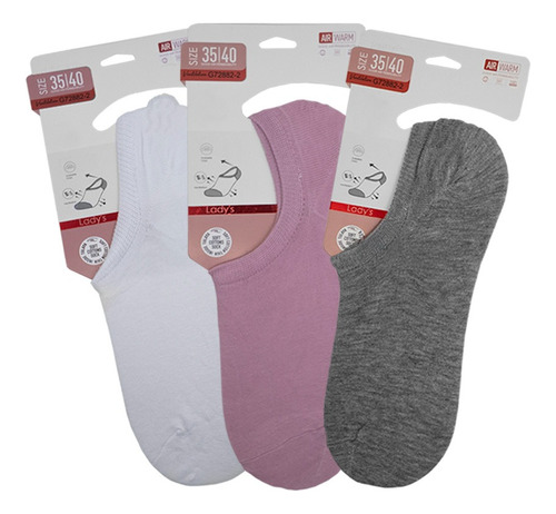 Calcetines Cortos Tin Comodo Doce Pares Mayoreo Para Mujer Multicolor Liso 35-40