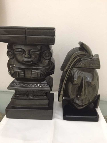 2 Estatuas En Obsidiana Arte Pre-hispánico Mexicano