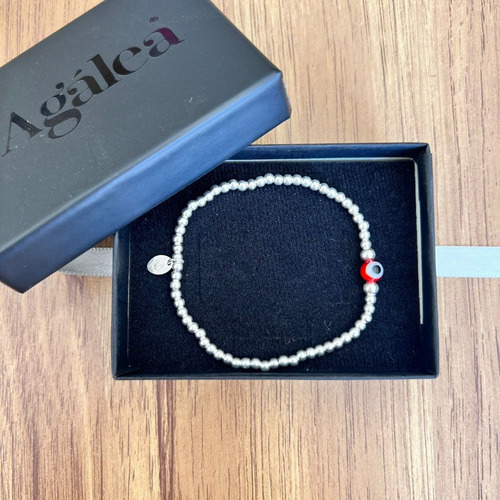 Imagen 7 de 9 de Pulsera Bolitas De Plata 925 Y Ojo Turco Amuleto Agálea