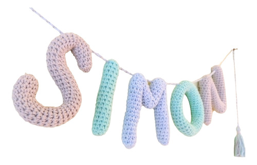 Guirnalda Nombre Bebé Cartel De Nacimiento Crochet 5 Letras