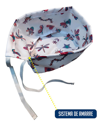 Cofia Gorro Clínico Amarre Antifluido Lavable Prim Mike`s