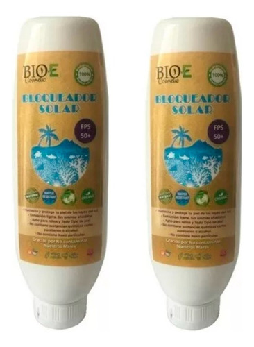 2 Pack Bloqueador Protector Solar 100% Biodegradable Y Orgánico 2 Piezas De 250 Ml Fps 50