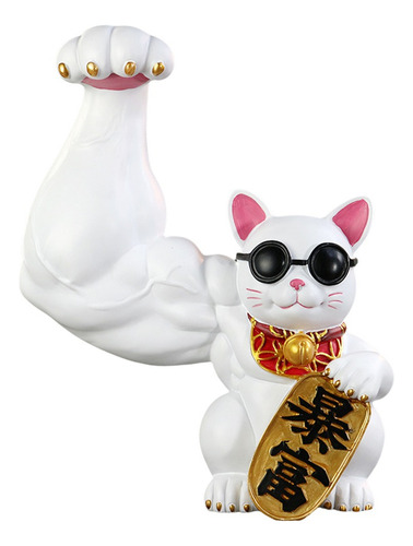 Brazo De Músculo Chino Lucky Cat Figurita Feng Shui Gato