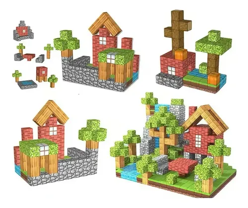 Juego Bloques Para Armar Magnéticos Mine Craft 2.5cm Regalo 64 ...