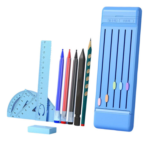 Estuche Multifuncional Para Lápices, Organizador De Azul
