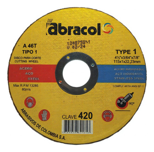 Disco De Corte Super Fino Metal / Abracol 4 1/2 X3/64