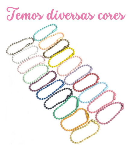 10 Corrente De Bolinha+100 Ilhós 54 Tag Chaveiro Ouro Velho