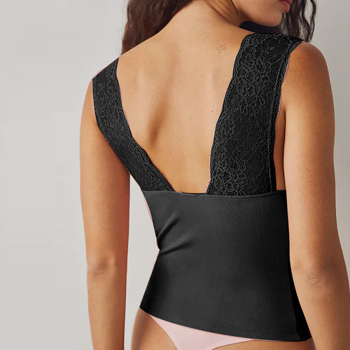 Camiseta Cómoda Sin Mangas Con Cuello En V Y Sin Espalda De