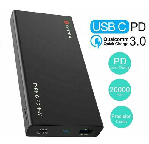 Imagen 2 de 10 de Power Bank Carga Rapida Tipo C 20000 Mah Reales Qc 3.0 45 W