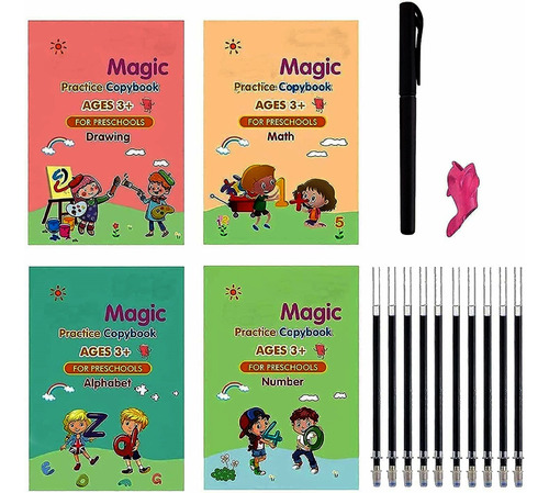 Cuadernos Mágicos Para Niños (4 Cuadernos + Lapicero Mágico)