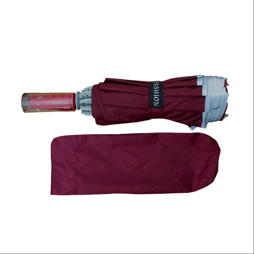 Sombrilla Automática Protección Uv Impermeable 9 Varillas Color Rojo Diseño De La Tela Liso