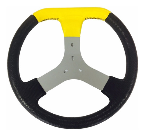 Volante Kart Amarelo Costurado 350mm Kart Mini Birel Mega