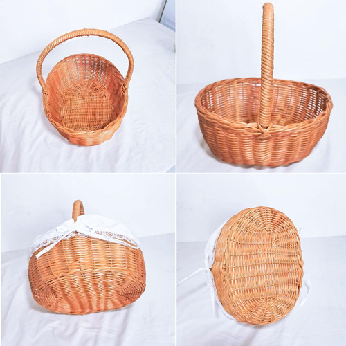 Cesta De Picnic De Mimbre Cesta De Ratán Con Asa Cesta De Fl