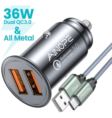 Usb Fast Car Charger,ainope Dual Qc3.0 Port 6a/36w Car Charg