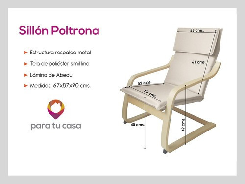 Sillon Poltrona Silla Diseño Interior Poliester Madera