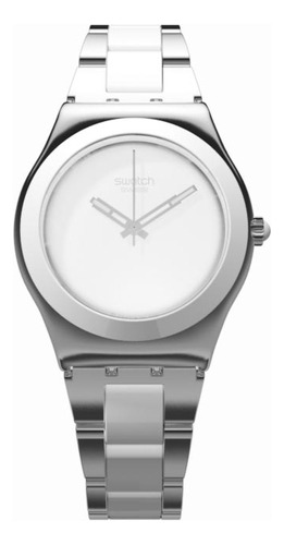 Reloj Swatch Tresor Blanc Yls141gc Mujer Dama Acero Y Blanco