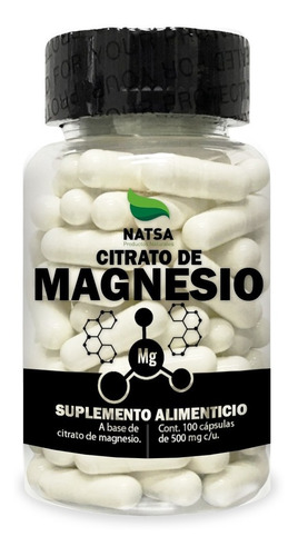 Citrato De Magnesio, 100 Cápsulas 500 Mg Cu, Calidad Premium