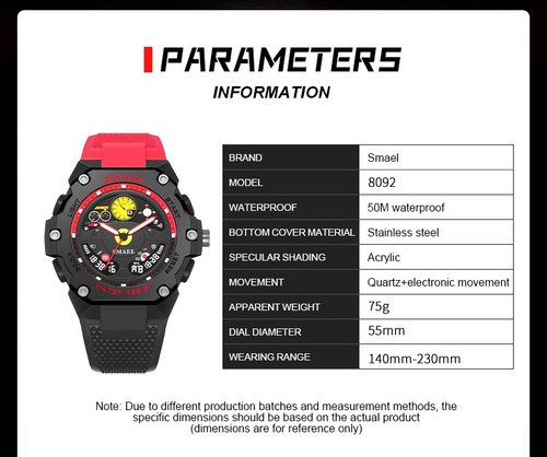 Reloj Digital De Cuarzo Smael 8092 Para Hombre, Genial, Con