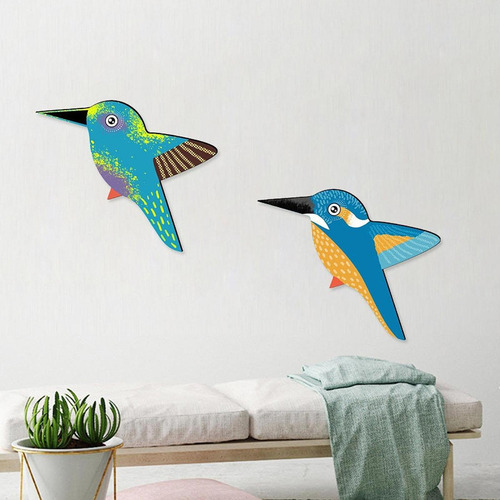 2 Piezas De Madera De Pájaros Voladores Decoración De
