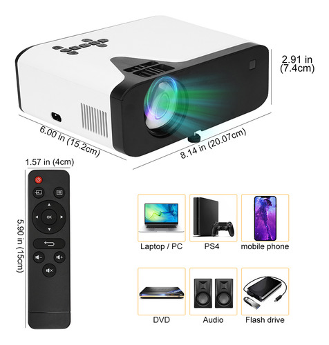Mini Proyector Led Portátil, Proyectores De Vídeo De 4500 Lú