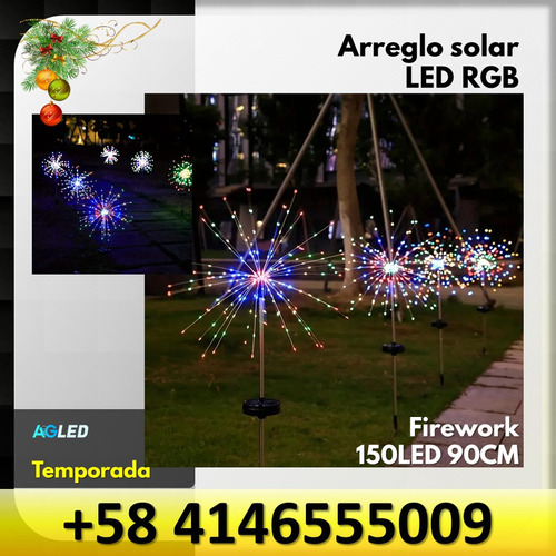 Arreglo Solar Led Rgb Tipo Firework 150led 90cm