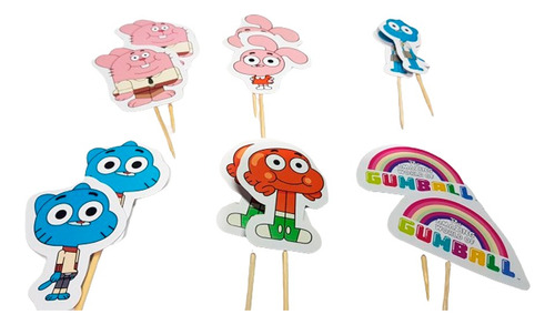 Adorno Cupcake Deco Cumple Increible Mundo De Gumball X12u