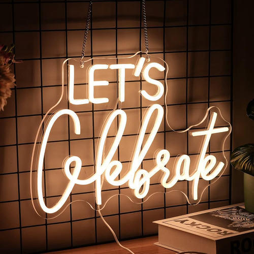 Letrero De Neon Luz Regulable Con Texto Lets Celebrate