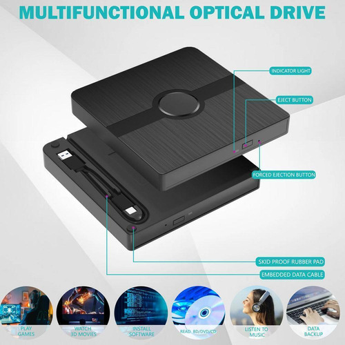 Unidad Externa De Cd-dvd Para Pc Portátil Windows 11 10 Usb