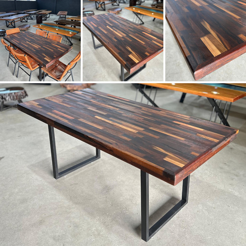 Mesa De Jantar Madeira Maciça Resistente Pés Quadrados