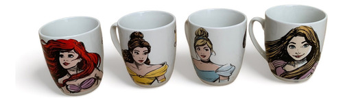 Vajilla Princesas De Disney Porcelana 12 Piezas Color Blanco